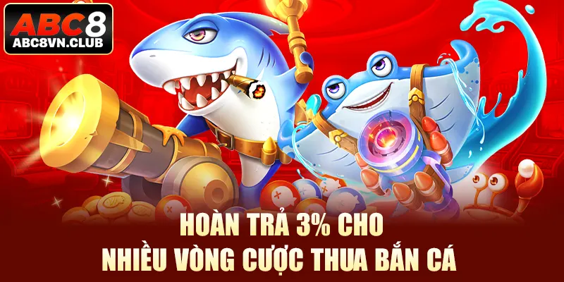 Hoàn trả 3% cho nhiều vòng cược thua bắn cá